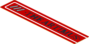 Sticker  0.7 x  3.7 with Black "THE ARTIMUS" and Diagonal Vent Grille Left