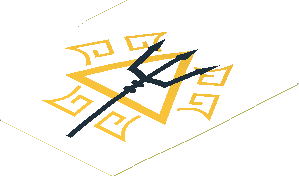 Sticker  2.5 x  2.7 with Black Trident, Gold Triangle and Symbols (Formed)