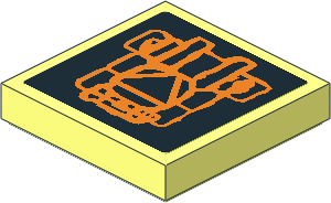 Tile  2 x  2 with Atlantis Triangle Logo and  Orange Lobster Carapace Sticker Tile  2 x  2 with Atlantis Triangle Logo and  Orange Lobster Carapace Sticker