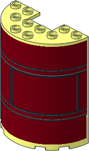 Cylinder Half 3 x 6 x 6 with 1 x 2 Cutout with Black Panel Lines on Dark Red Background Left Model Sticker Cylinder Half 3 x 6 x 6 with 1 x 2 Cutout with Black Panel Lines on Dark Red Background Left Model Sticker