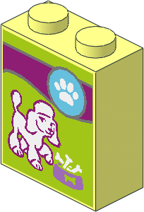 Brick  1 x  2 x  2 without Understud with Paw Print, Dog and Food Bowl Sticker