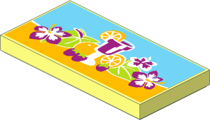 Tile  2 x  4 with Drink, Fruits and Flowers Sticker