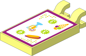Tile  2 x  3 with Clips Horizontal (Thick U-Clips) with Menu with Hot Dog, Drink and Ice Cream Cone Sticker