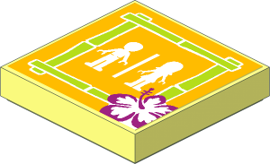 Tile  2 x  2 with Restroom Sign with Magenta Flower Sticker