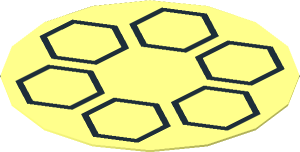 =Sticker 1.7 x 1.7 Round with 6 Black Hexagons