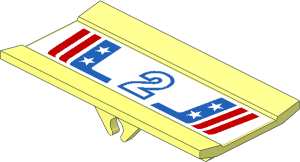 Hinge  6 x  3 Radar with Red and Blue Stripes with White Number 2 and Stars Sticker