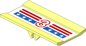 Hinge  6 x  3 Radar with Red and Blue Stripes with White Number 3 and Stars Sticker