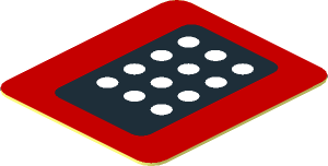 Sticker  0.9 x  0.8 with with 12 White Dots on Black Background