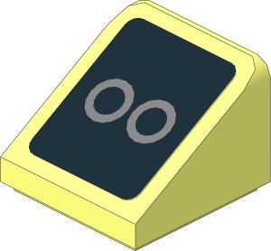 Slope Brick 31  1 x  1 x  0.667 with Dual Metallic Silver Exhaust Pipes on Black Background Sticker