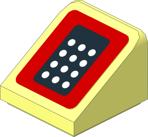 Slope Brick 31  1 x  1 x  0.667 with 12 White Dots on Black Background Sticker