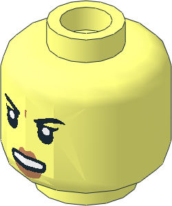 Minifig Head with Black Eyebrows, Open Mouth, Nougat Lips and Frown Pattern