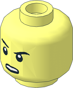 Minifig Head with Black Eyebrows, Open Mouth and Scowl Pattern