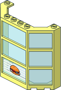 Window Bay  3 x  8 x  6 with Trans Light Blue Glass with Lines & Hamburger Pattern
