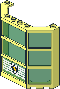 Window Bay  3 x  8 x  6 with Trans Green Glass with Lines & Police Yellow Star Badge Pattern