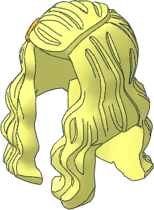 Minifig Hair Long and Wavy with Left Part with Gold Clip on Right Side Pattern