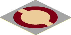 Sticker  1.7 x  1.7 with Dark Red Semi-Circles on Light Bluish Grey Background