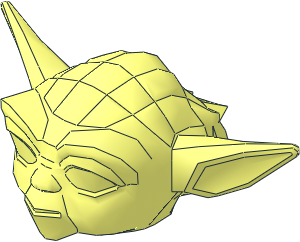 Minifig Head Yoda with Straight Ears