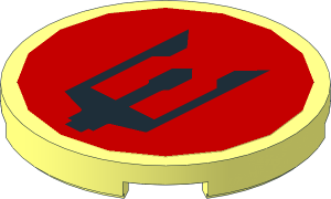 Tile  3 x  3 Round with Black Atlantis Trident Sticker