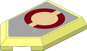 Tile  3 x  2 with Angled End with Dark Red Semi-Circles on Light Bluish Grey Background Sticker