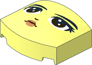 Slope Brick Curved  3 x  4 x  1.333 Rounded with Dark Brown Eyes Forward Look and Nougat Lips Face Pattern