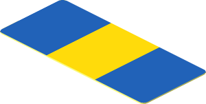 Sticker  0.9 x  1.8 with Yellow Stripe on Blue Background