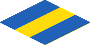 Sticker  1.8 x  1.8 with Yellow Stripe on Blue Background