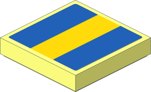 Tile  2 x  2 with Yellow Stripe on Blue Background Sticker