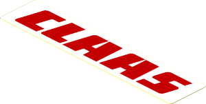 Sticker  0.8 x  3.8 with Red "CLAAS" on White Background