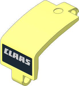 Technic Panel Bent  4 x  5 x  3 with Silver "CLAAS" on Black Background Sticker