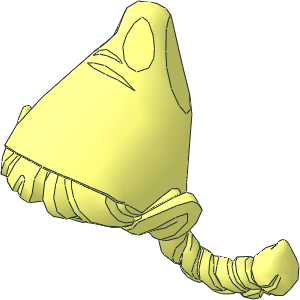 Minifig Hair with Two Wide Braids with Elf Ears and Pointed Hat