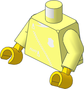 Minifig Torso with Arms and Hands with Zipper and Police Badge Plain Pattern