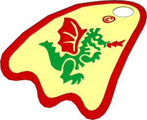 Minifig Cape Cloth, Round Lobes (Formed) with Green Dragon Pattern