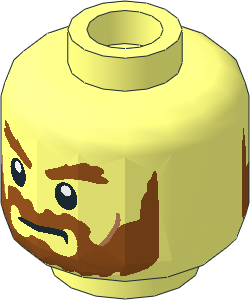 Minifig Head with LOTR Frowning / Grimacing 2-Sided Pattern