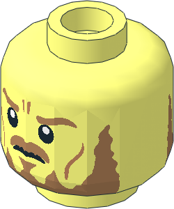 Minifig Head with LOTR Frowning / Shouting 2-Sided Pattern