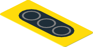 Sticker  0.8 x  1.8 with Three Metallic Silver Circles on Black Oval and Yellow Background