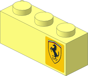 Brick  1 x  3 with Ferrari Badge on Yellow Background Right Sticker