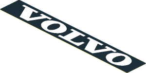 Sticker  0.9 x  5.9 with White "VOLVO" on Black Background