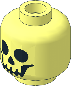 Minifig Head with Black Skull Type 1 (Smiling) (Hollow Stud) Pattern