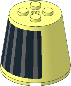 Cone 4 x 4 x 3 on Brick 2 x 2 Round with Pleated Dress Black and Dark Bluish Grey Stripes Sticker Cone 4 x 4 x 3 on Brick 2 x 2 Round with Pleated Dress Black and Dark Bluish Grey Stripes Sticker