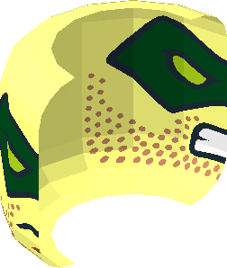 ~Minifig Head with Dark Green Mask, Lime Eyes, Stubbles and Serious/Bared Teeth 2-Sided Pattern - Half