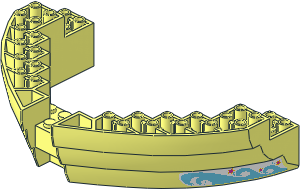 Boat Base 10 x 16 Stern / Bow with Medium Azure Wave and "HLC" Stickers