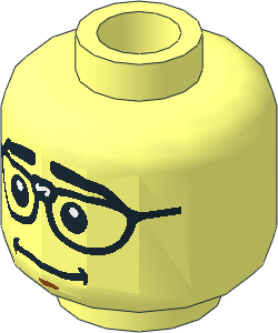 Minifig Head with Thick Black Eyebrows, Repaired Glasses and Nervous Smile Pattern