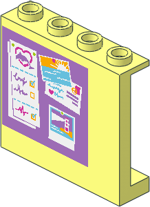 Panel  1 x  4 x  3 Reinforced with Medium Lavender Bulletin Board with Notes, Lighthouse Photo, Sunset and Postcard Sticker