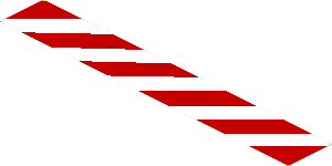 Sticker  0.9 x  5.9 with Red and White Danger Stripes Leaning Right
