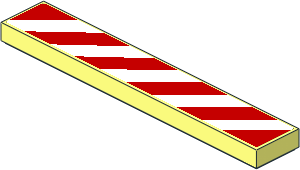 Tile  1 x  6 with Red and White Danger Stripes Leaning Right Sticker
