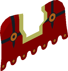 ~Animal Horse Barding with Black Lines and Orange Circles on Red Pattern - Half ~Animal Horse Barding with Black Lines and Orange Circles on Red Pattern - Half