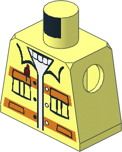 Minifig Torso with Jacket with Pockets & Pen over Sweater, Orange Stripes Pattern