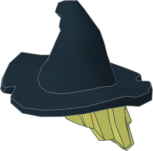 Minifig Hair Mid-Length Scraggly with Dual Mould Black Floppy Witch Hat Pattern