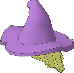 Minifig Hair Mid-Length Scraggly with Dual Mould Medium Lavender Floppy Witch Hat Pattern