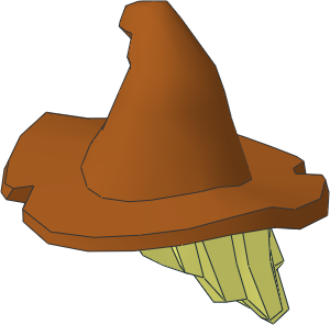 Minifig Hair Mid-Length Scraggly with Dual Mould Dark Orange Floppy Witch Hat Pattern